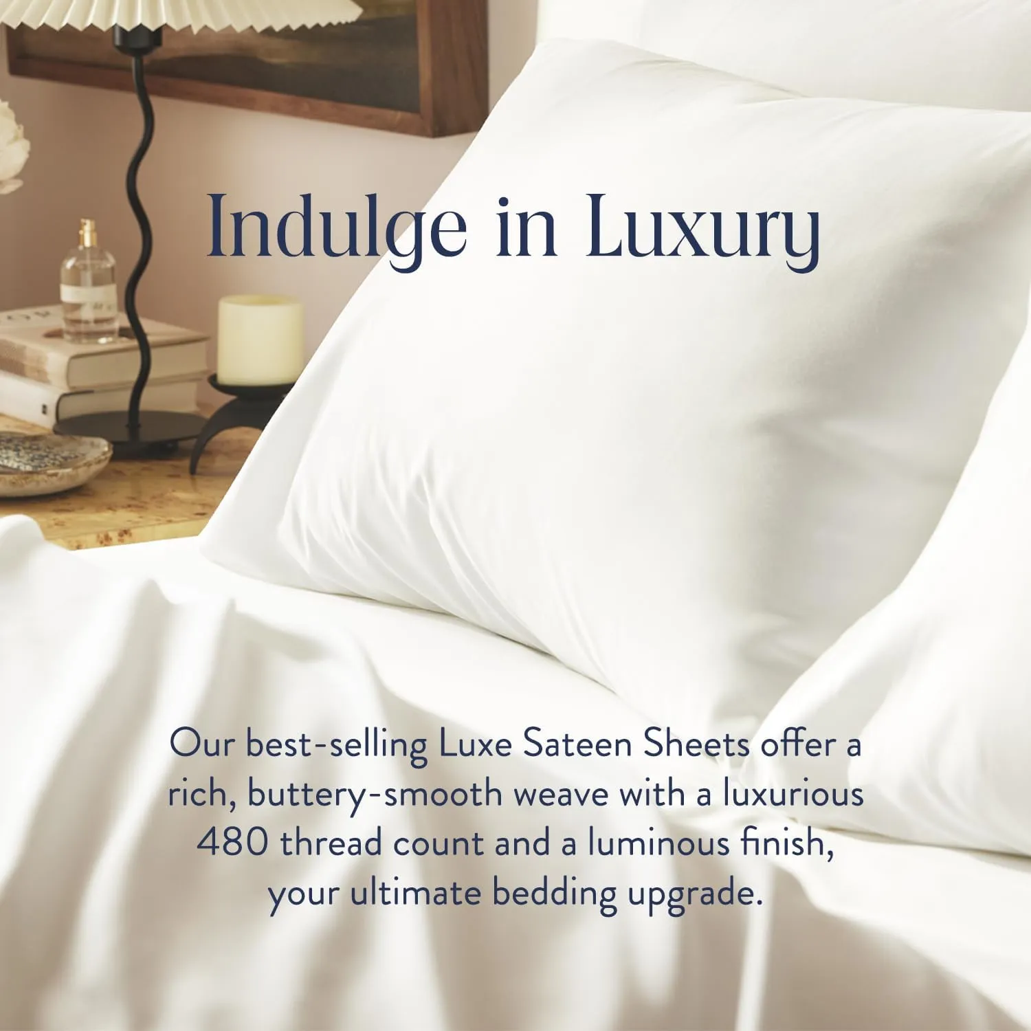 Brooklinen Luxury Sateen 4 Piece King Size Sheets Set in White - 100% Cotton Sateen Sheets - 1 Fitted Sheet, 1 Flat Sheet, 2 Pillowcases