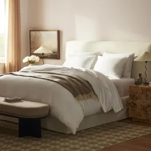 Brooklinen Luxury Sateen 4 Piece King Size Sheets Set in White - 100% Cotton Sateen Sheets - 1 Fitted Sheet, 1 Flat Sheet, 2 Pillowcases