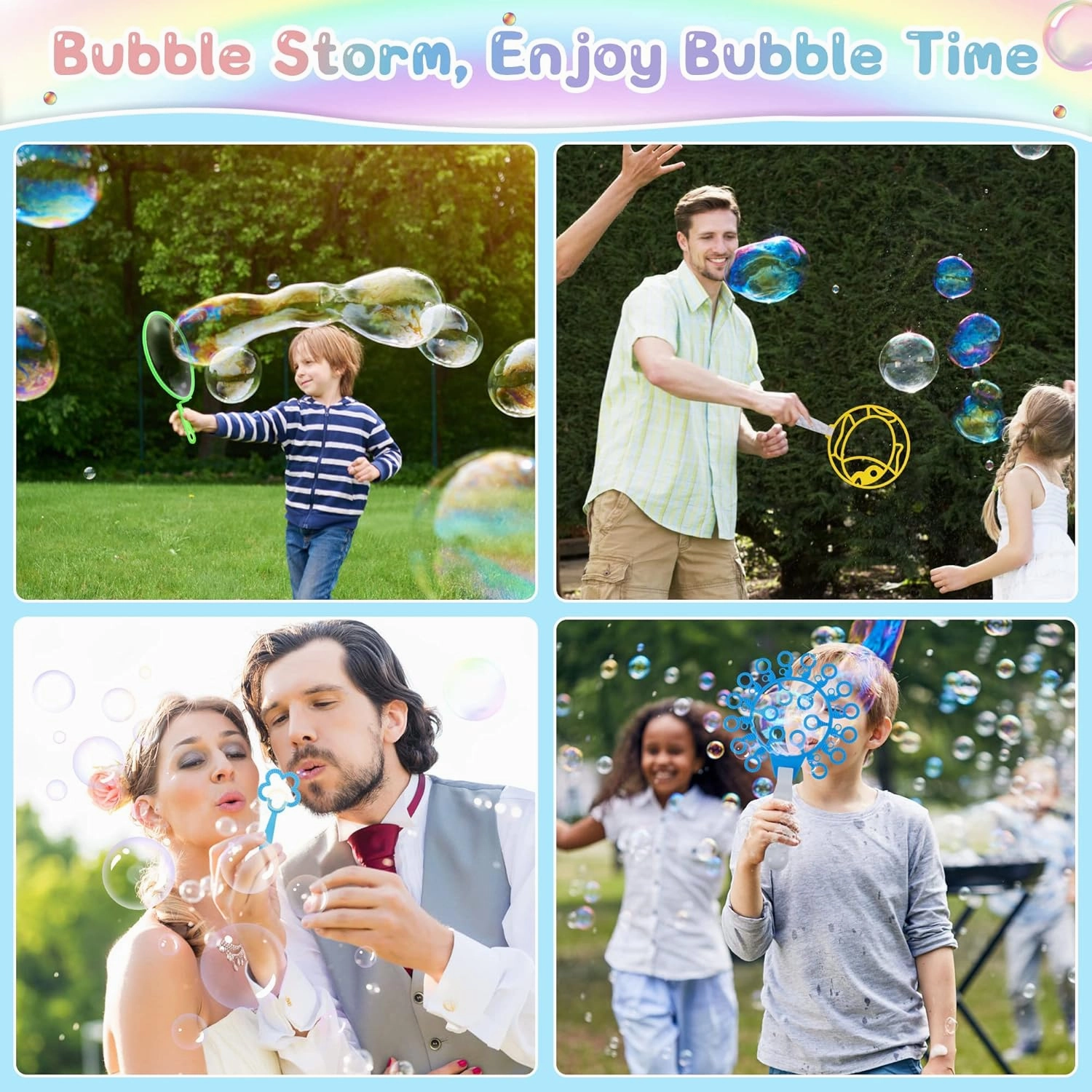 Bubble Wands Set for Kids with Tray, 28 PCS Big Bubble Maker Wand Toys Bulk for Kids Summer Outdoor Activity Games Birthday Gifts Party Favors