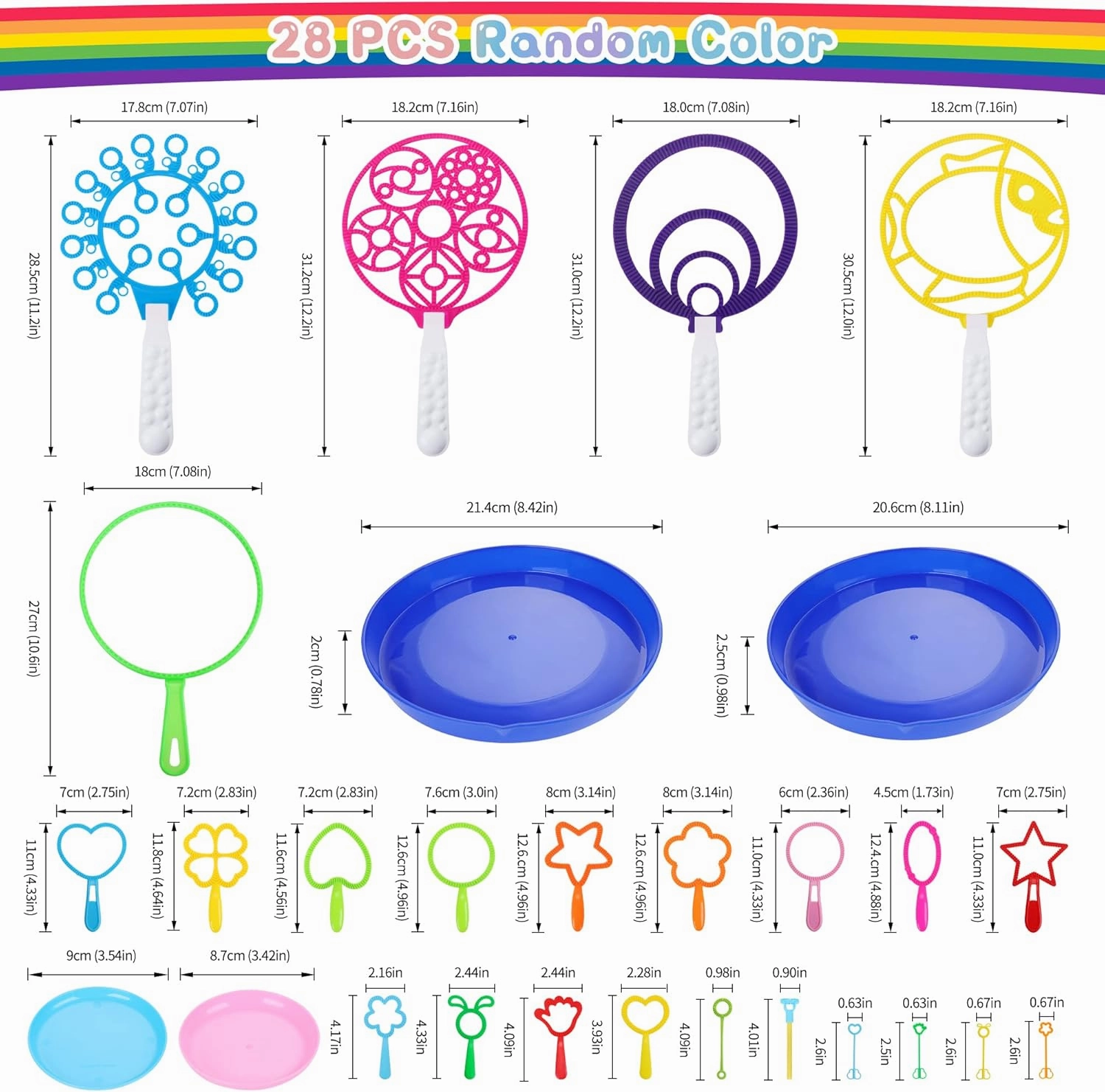 Bubble Wands Set for Kids with Tray, 28 PCS Big Bubble Maker Wand Toys Bulk for Kids Summer Outdoor Activity Games Birthday Gifts Party Favors