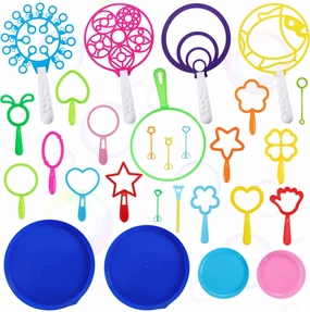 Bubble Wands Set for Kids with Tray, 28 PCS Big Bubble Maker Wand Toys Bulk for Kids Summer Outdoor Activity Games Birthday Gifts Party Favors
