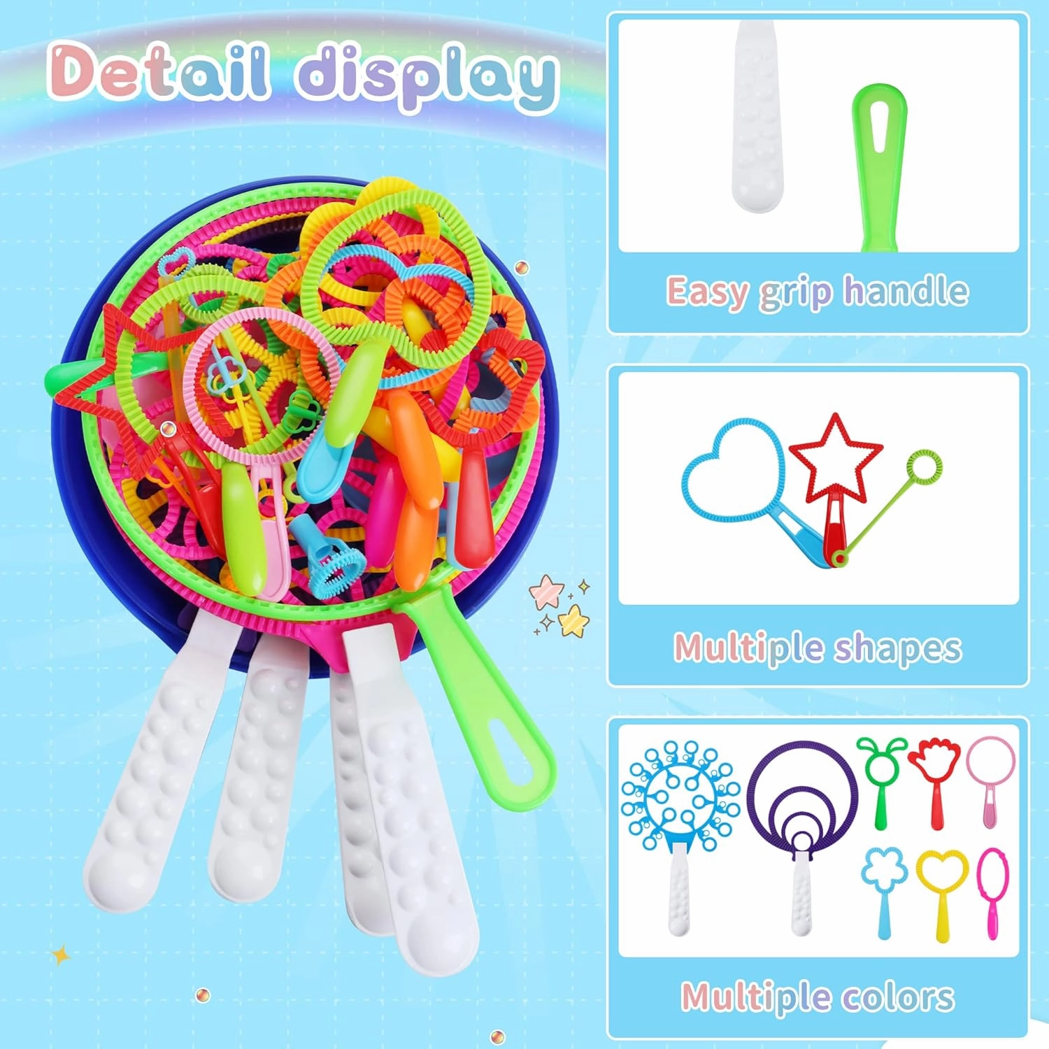 Bubble Wands Set for Kids with Tray, 28 PCS Big Bubble Maker Wand Toys Bulk for Kids Summer Outdoor Activity Games Birthday Gifts Party Favors