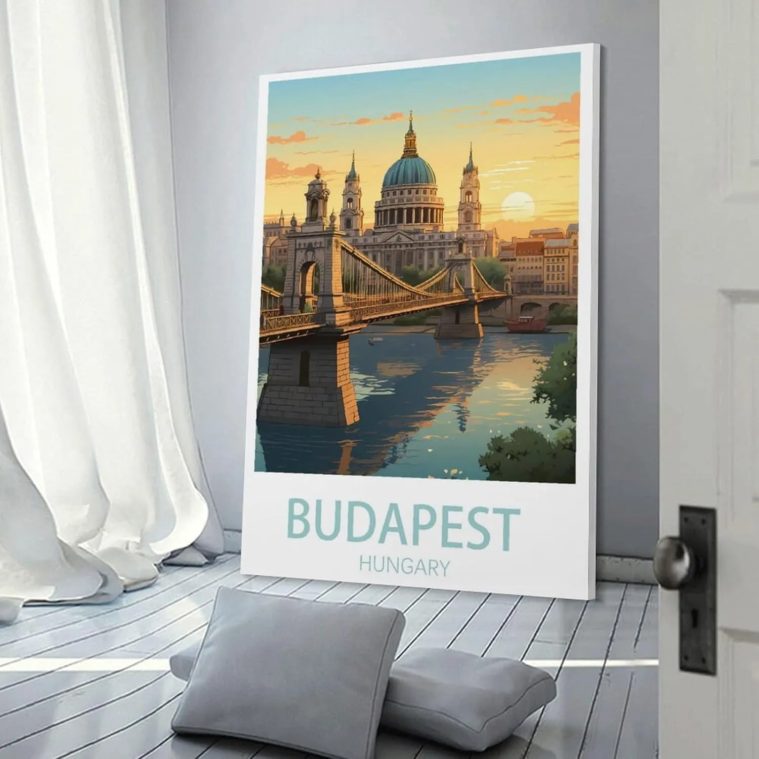 Budapest Hungary Travel Poster Print Canvas Wall Art for Bedroom Living Room HD Print Posters 08x12inch(20x30cm)