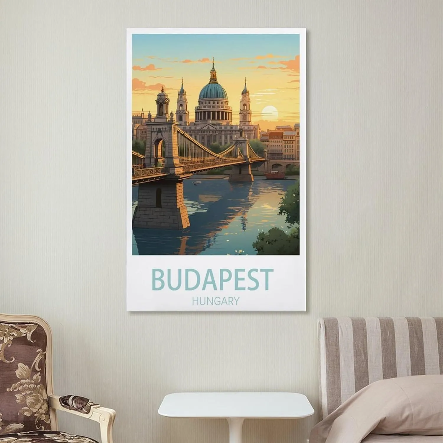 Budapest Hungary Travel Poster Print Canvas Wall Art for Bedroom Living Room HD Print Posters 08x12inch(20x30cm)