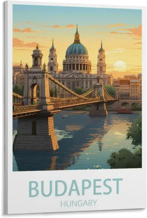Budapest Hungary Travel Poster Print Canvas Wall Art for Bedroom Living Room HD Print Posters 08x12inch(20x30cm)
