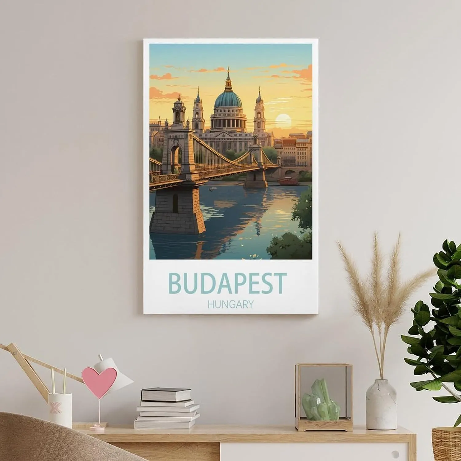 Budapest Hungary Travel Poster Print Canvas Wall Art for Bedroom Living Room HD Print Posters 08x12inch(20x30cm)