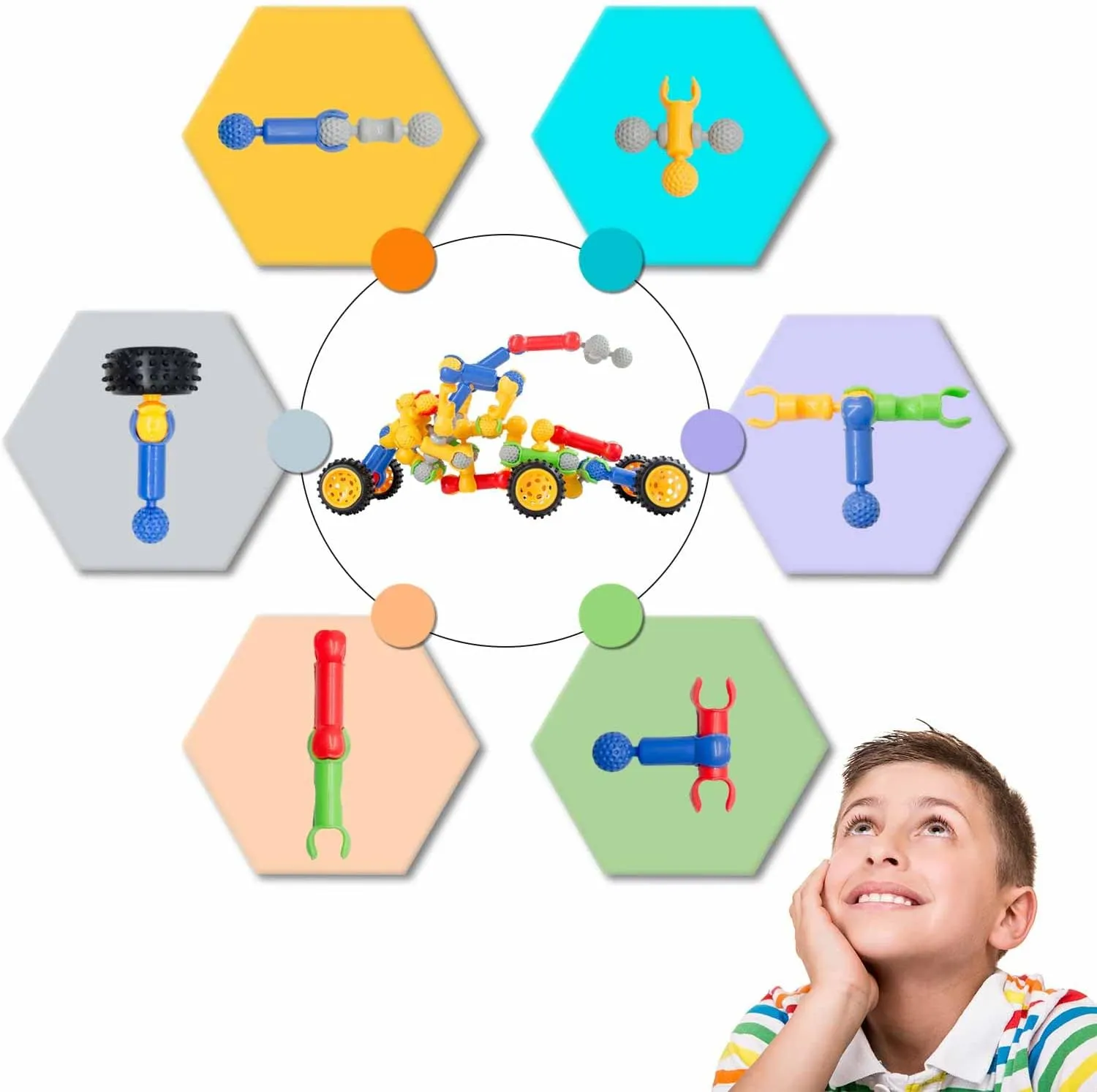 Building Blocks for Kids, 170 Pcs STEM Toys for Boys and Girls, Safe and Creative Toy for Age 3 , Educational Activities