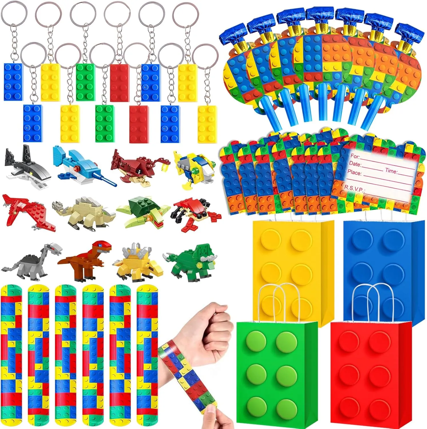 Building Blocks Party Favors, Goodie Bags for Kids Decorations for Birthday Party Supplies