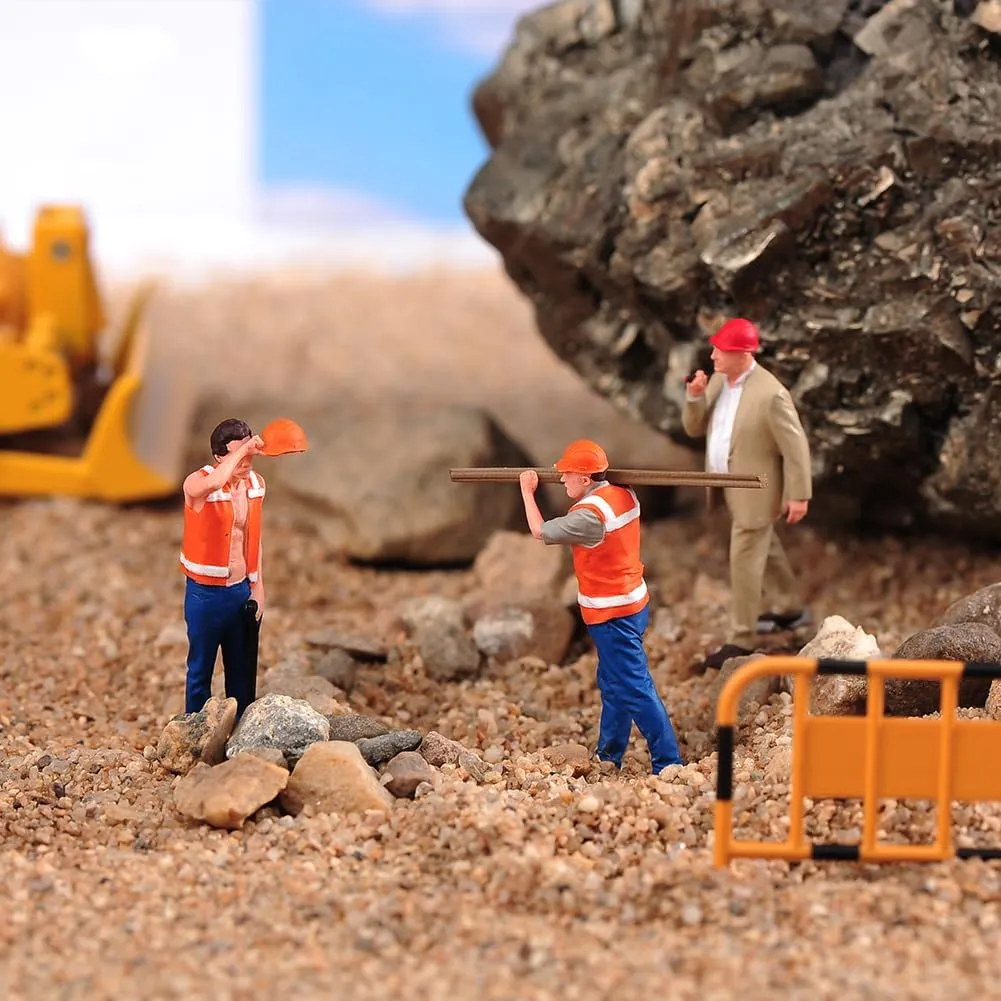 Building Site Craftsmen Figurines 6 Persons Team Set, Realistic Construction Worker Miniatures Figurine for Model Enthusiasts Dioramas (1/64 Painted A)