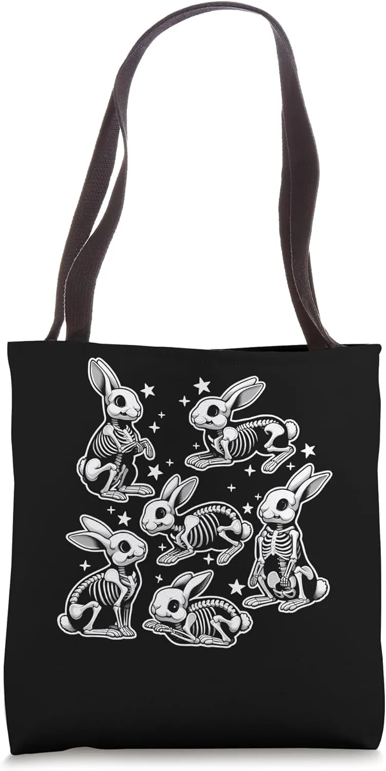 Bunny skeleton Halloween Funny Bunny Rabbit Bones Halloween Tote Bag