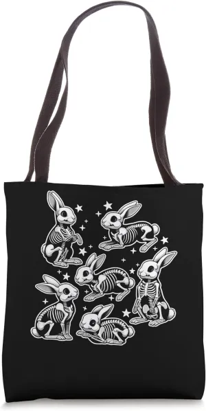 Bunny skeleton Halloween Funny Bunny Rabbit Bones Halloween Tote Bag
