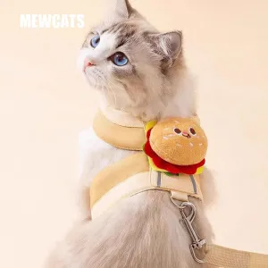 Burger Fries Cute Cat Leash Harness