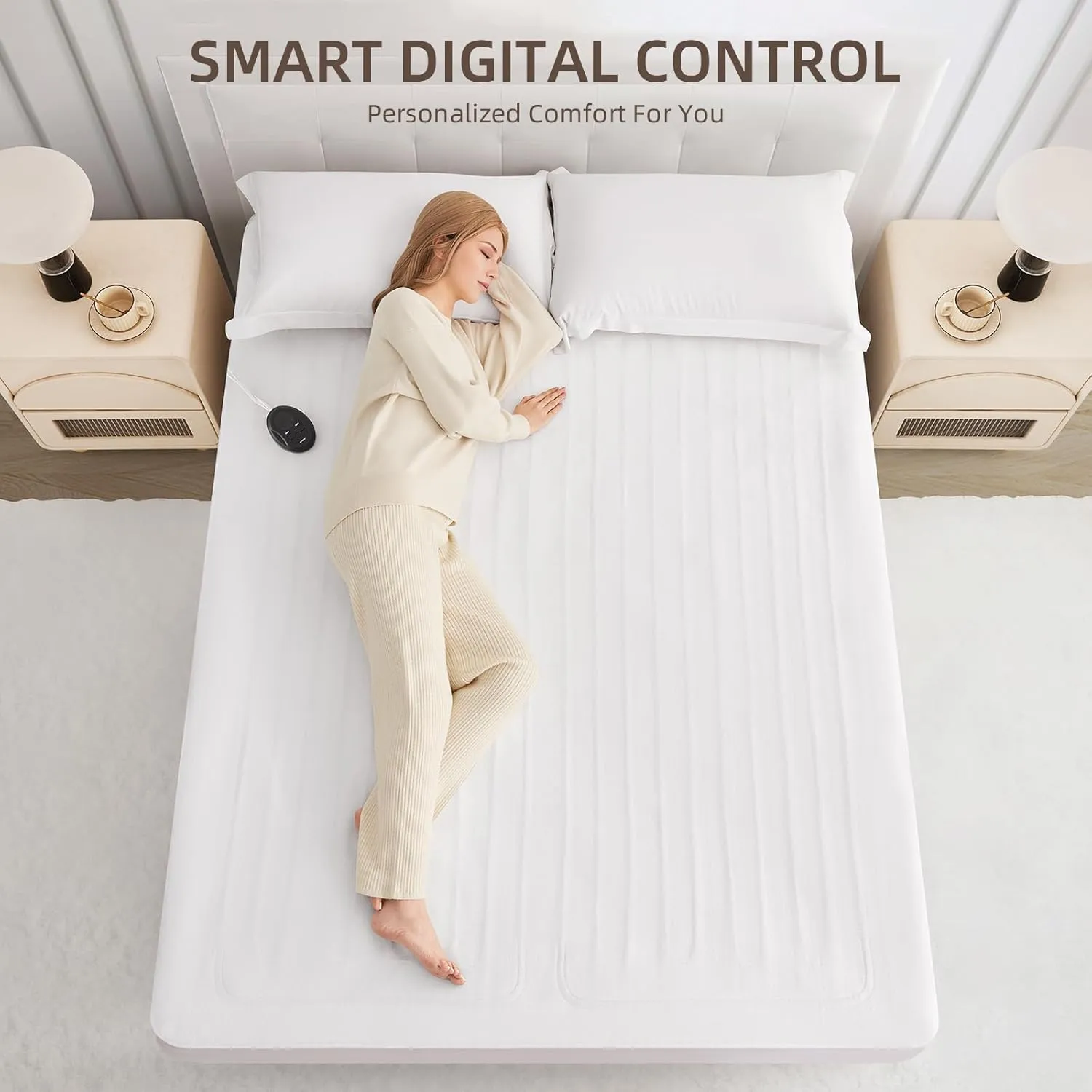 Bwarm Electric Heated Mattress Pad Twin XL Size, 39" x 80", Bed Warmer, 9 Heat Settings, 1-12 Hours Auto Off, Deep Pocket, Fast Heating, Machine Washable, Soft and Cozy