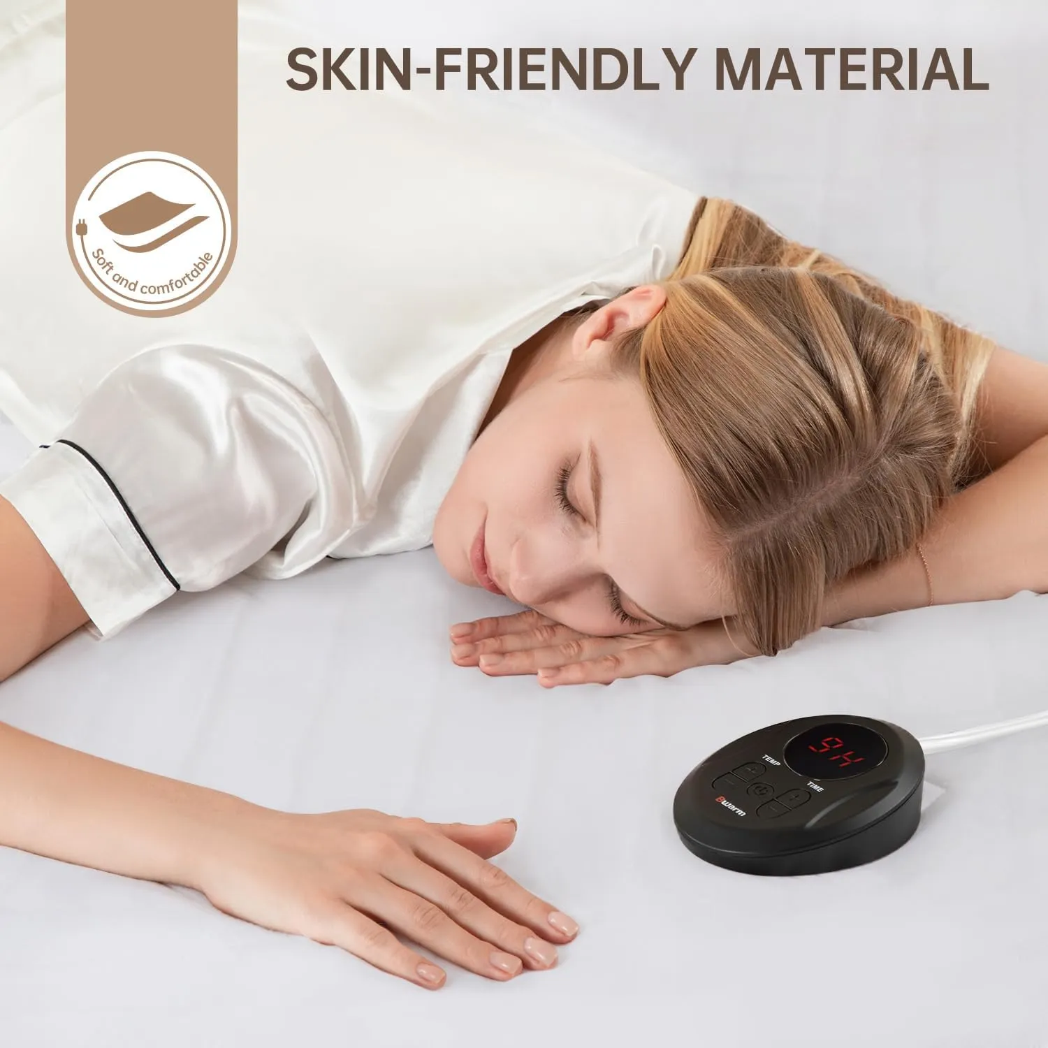 Bwarm Electric Heated Mattress Pad Twin XL Size, 39" x 80", Bed Warmer, 9 Heat Settings, 1-12 Hours Auto Off, Deep Pocket, Fast Heating, Machine Washable, Soft and Cozy