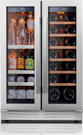 Ca'Lefort 24 Inch Wine and Beverage Refrigerator, 60 Can and 20 Bottle Wine Cooler 36-72°F, 3 LED Dual Zone Wine Fridges Glass Door, Built-in or Freestanding for Home/Kitchen (4.10 cu.ft)