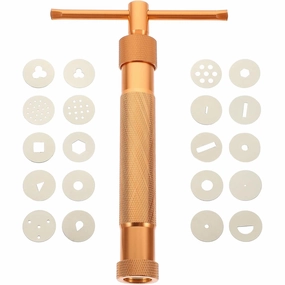 Cabilock Clay Extruder Clay Alloy Rotary Mold Tool Kit Squishy Polymer Clay DIY Geometry Noodle Cake Fondant Decorating Tool Set (Rose Gold)