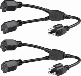 Cable Matters 2-Pack 2 Outlet Power Splitter Cord - 1.2ft, NEMA 5-15P to NEMA 5-15R Y Power Cord Splitter, 16 AWG Outlet Saver, 1.2 Feet