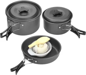 Camping Cookware,Outdoor Camping Picnic Barbecue Cooking Set Cookware for 2-3 People