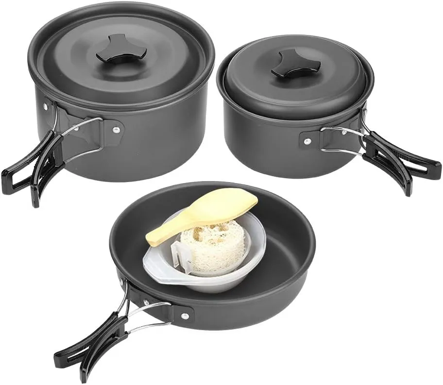 Camping Cookware,Outdoor Camping Picnic Barbecue Cooking Set Cookware for 2-3 People
