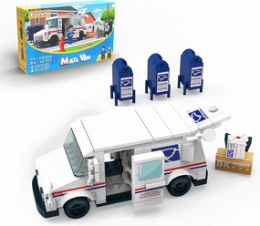 Capital Mail Van Building Toy Set - Postal Mail Truck Building Blocks Playset with 3 Mailboxes, Courier and Delivery Accessories, Vehicles Construction Gift for Adults and Kids- 313PCS