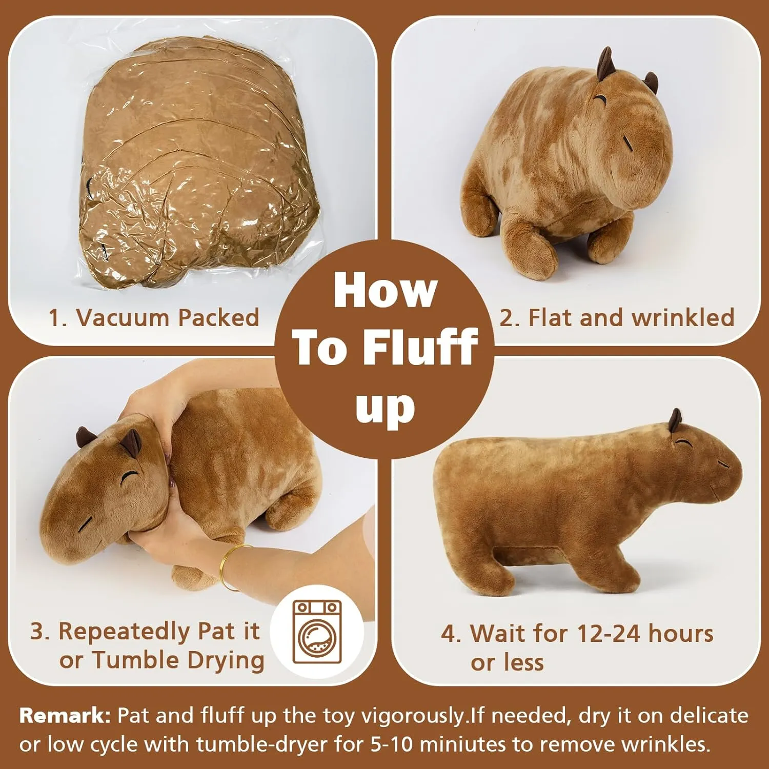 Capybara Stuffed Animal,2Pcs Stuffed Capybara Plush Toy,Capybara Plushie Gifts(1Pc 7.8inch   1Pc 11.8inch)