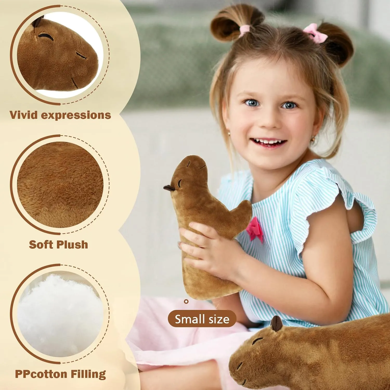Capybara Stuffed Animal,2Pcs Stuffed Capybara Plush Toy,Capybara Plushie Gifts(1Pc 7.8inch   1Pc 11.8inch)