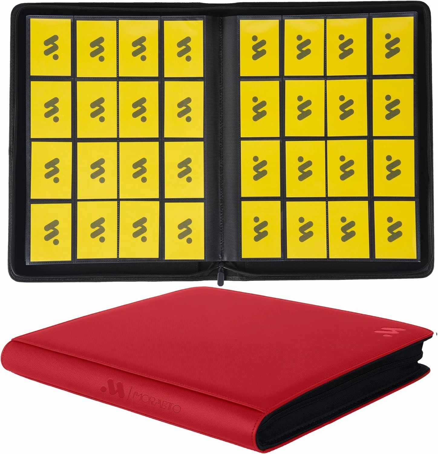 Card Binder 16 Pocket,Trading Card Binder Holds up to 1408 Cards with 44 Sleeves,Zipper Card Holder Album Compatible with TCG Card/Game Cards/Sports Card Red