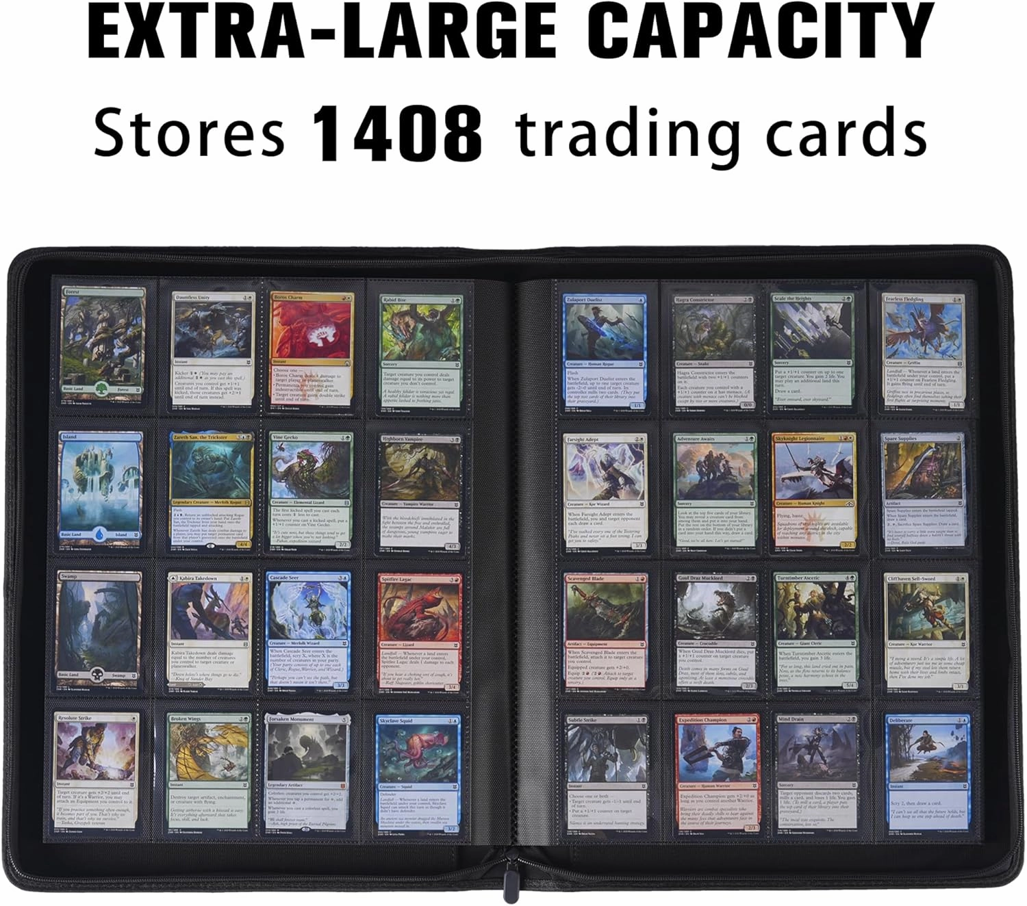 Card Binder 16 Pocket,Trading Card Binder Holds up to 1408 Cards with 44 Sleeves,Zipper Card Holder Album Compatible with TCG Card/Game Cards/Sports Card Red