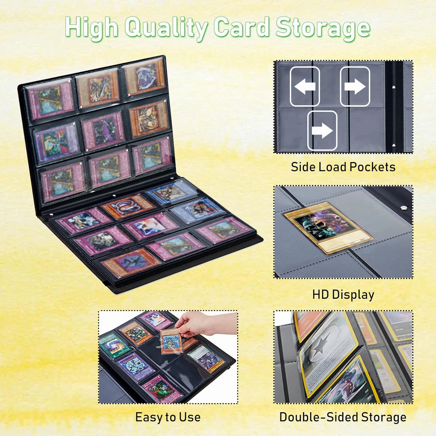 Card Binder 9 Pocket Trading Card Album Folder 900 Side Loading Pocket Binder Baseball Card Binder with Mushrooms Pattern Design Card Binder for Game Cards & Sports Cards