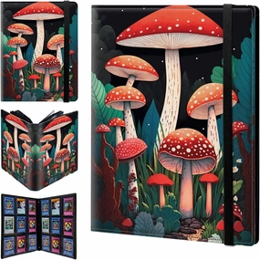 Card Binder 9 Pocket Trading Card Album Folder 900 Side Loading Pocket Binder Baseball Card Binder with Mushrooms Pattern Design Card Binder for Game Cards & Sports Cards