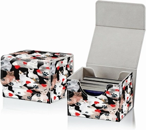 Card Deck Box for MTG Cards, Card Storage Box Fits 100  Sleeved Cards, PU Leather Large Size Strong Magnet Card Deck Case Holder for Board Game Magic MTG TCG CCG, Cat