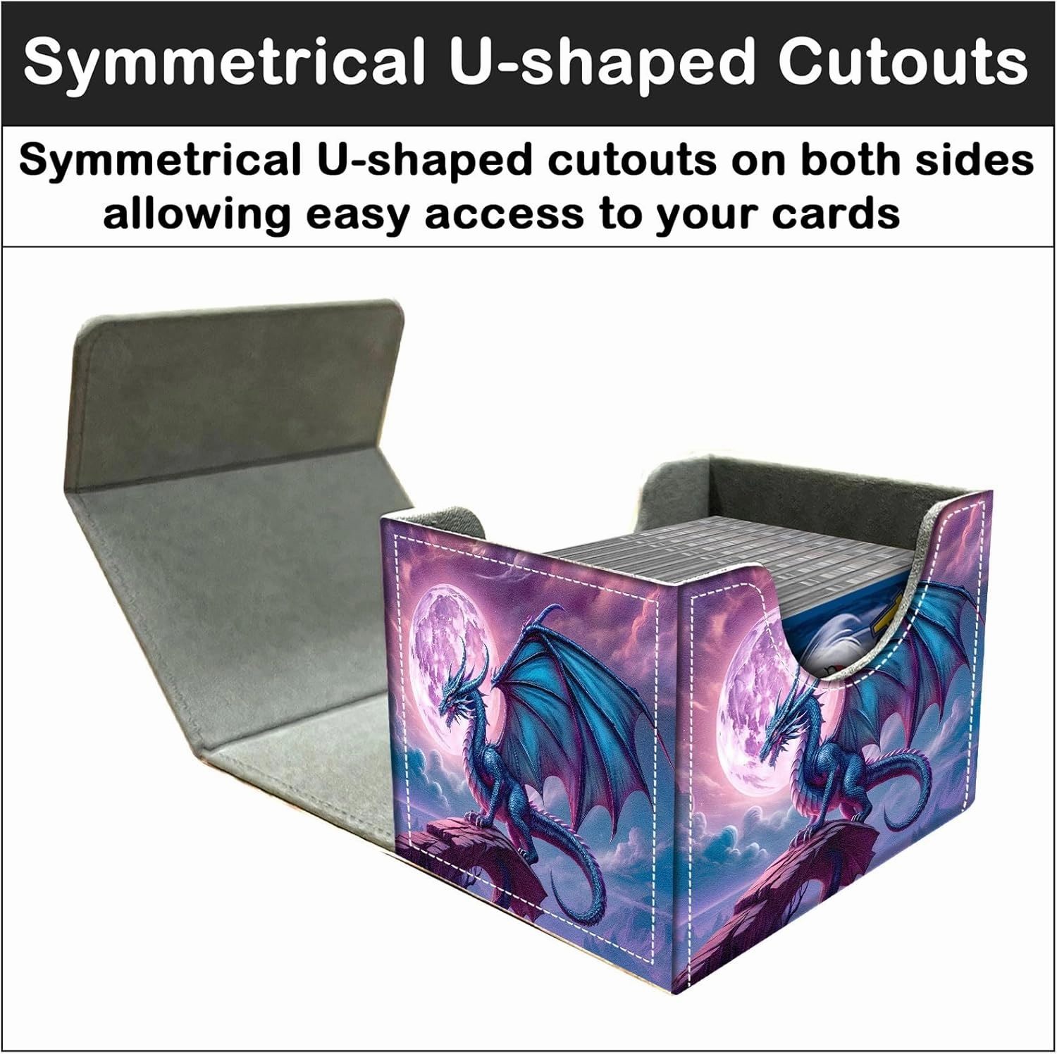 Card Deck Box for MTG Trading Cards with Magnetic Closure,Premium Card Storage Box Case Cover for TCG CCG Magic Cards,Purple Dragon Moon