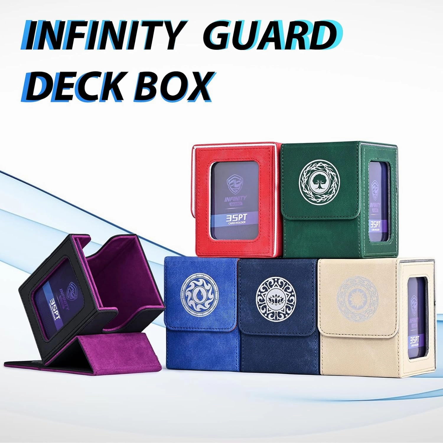 Card Deck Box for MTG with Commander Display for 100  Double Sleeved Cards, Magnetic Card Storage Box Fits for TCG Sports Trading Cards (Red&White)