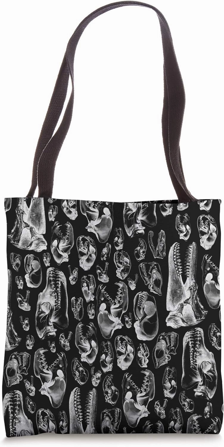 Carnivore Abstract Wild Animal Vintage Skull Pattern Black Tote Bag