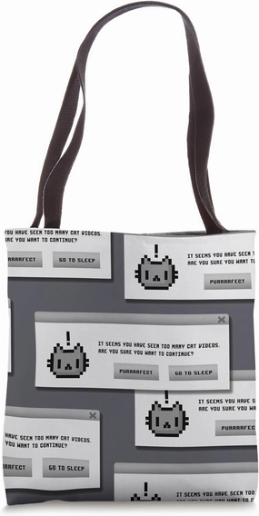 Cat Alert Message -Funny Computer Kitty Tote Bag