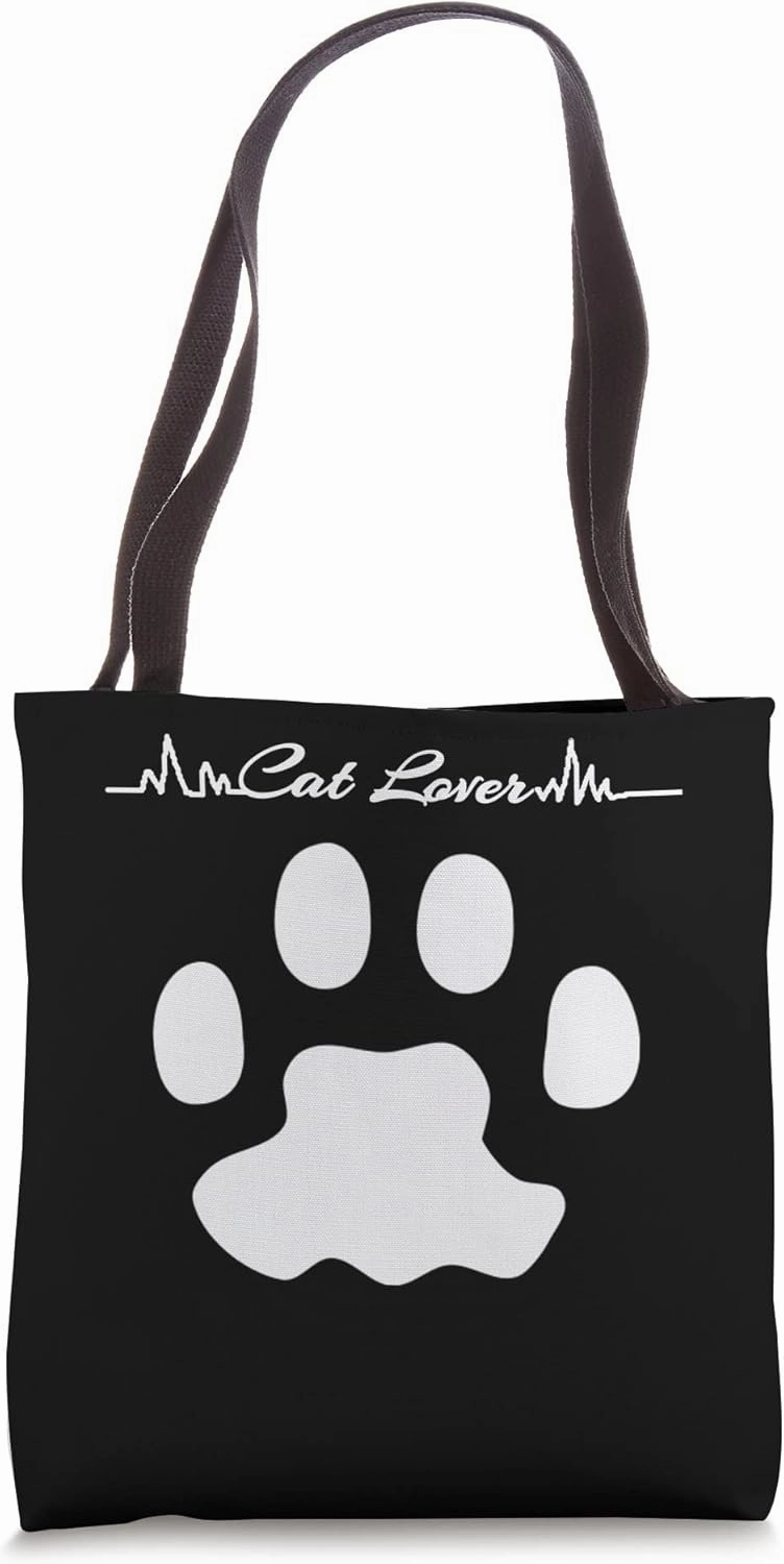 Cat Heartbeat Animal Pet kitty Paw Perfect Cat Lovers Tote Bag