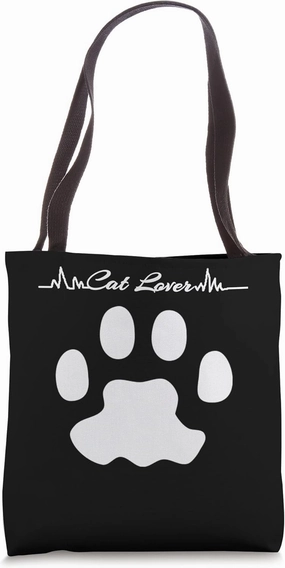 Cat Heartbeat Animal Pet kitty Paw Perfect Cat Lovers Tote Bag