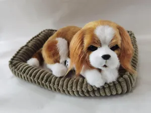 Cavalier King Charles Dog, Realistic, Lifelike Stuffed Interactive Nodding Pet Toy, Companion Pet Puppy with 100% Handcrafted Synthetic Fur