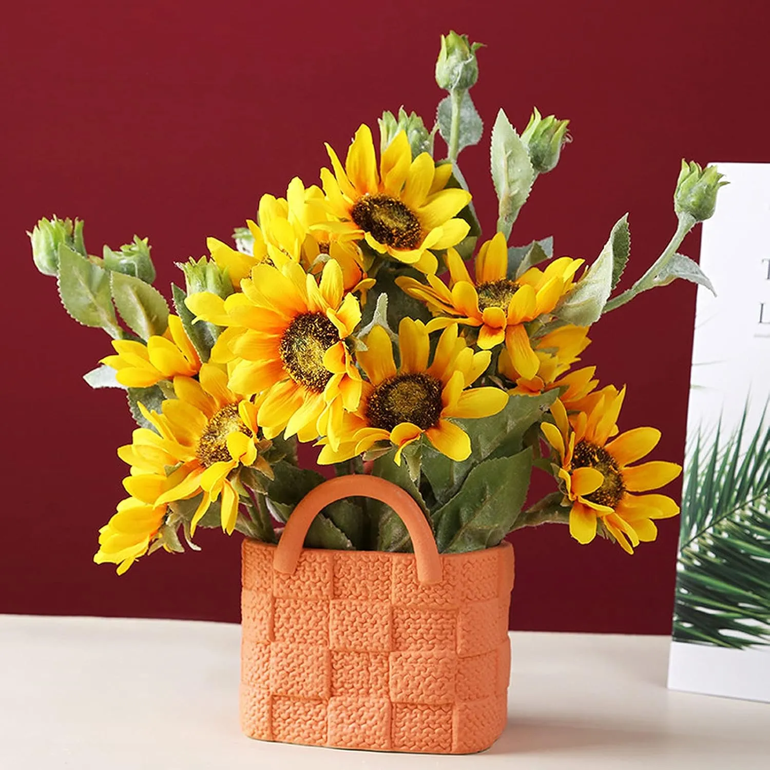 Ceramic Vase, Small Modern Flower Vase for Home Decor, Handbag Collection Creative Ceramic Floral Vases for Centerpieces, Flower Arrangement Decoration Shooting Props (Orange)