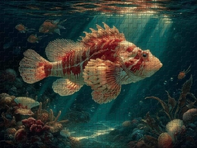 Challenging and Peaceful Jigsaw Game Featuring Vibrant Red and White Mottled Fish in an Underwater Reef 500 Piece Puzzle for Adults and Marine Life Enthusiasts Wall Decor and Family Fun Gift