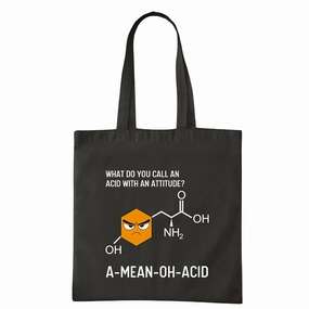 Chemistry Humor Amino Acid with Attitude Perfect and Men Navy Black Multicolor Canvas Tote Bag