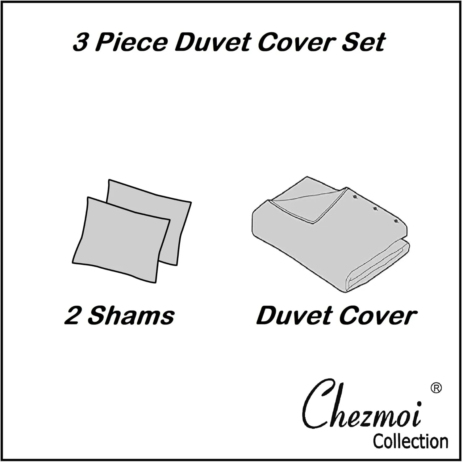 Chezmoi Collection Barolo 3-Piece Eucalyptus Tencel Lyocell Cotton Duvet Cover Set - Applique Hemstitch with Button Closure - Silky Soft, Smooth, Breathable Cooling - Queen, Navy
