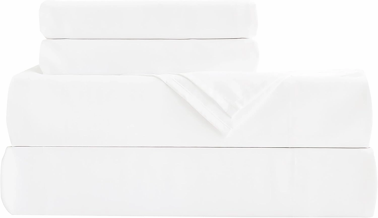 Chezmoi Collection Charisma Tencel Modal Blend Bed Sheets Queen Size 4-Piece Sheet Set White - Soft and Cozy Lightweight Breathable 15" Deep Pocket Cooling Sheets