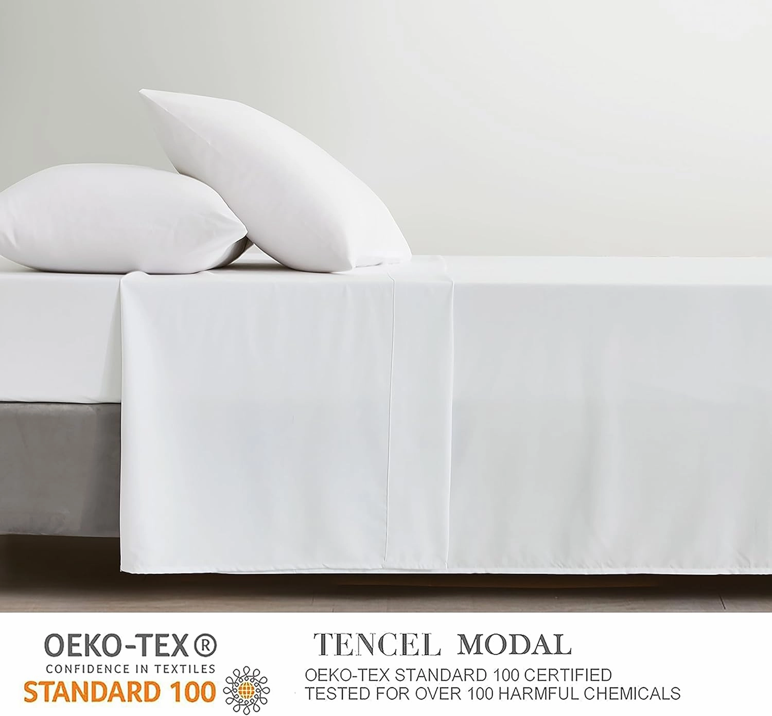 Chezmoi Collection Charisma Tencel Modal Blend Bed Sheets Queen Size 4-Piece Sheet Set White - Soft and Cozy Lightweight Breathable 15" Deep Pocket Cooling Sheets
