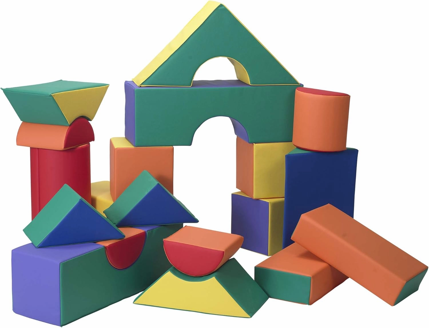 Children's Factory 12" Module Blocks, Set A, Multi-Colored, CF321-615, Kids and Toddler Big Foam Shapes for Building, 21 Piece Playroom or Daycare Set
