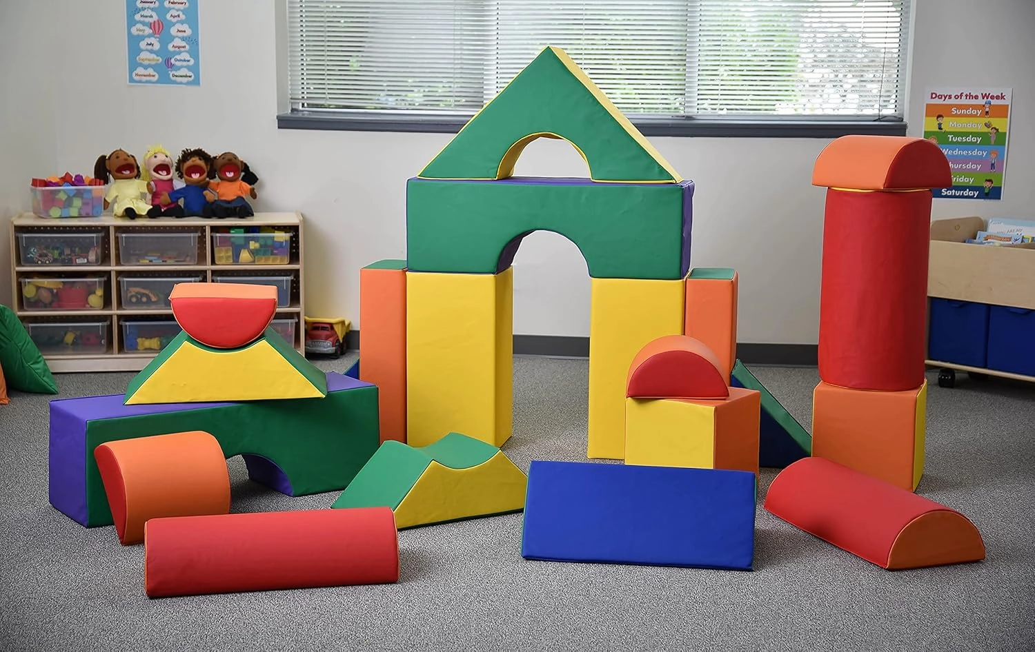 Children's Factory 12" Module Blocks, Set A, Multi-Colored, CF321-615, Kids and Toddler Big Foam Shapes for Building, 21 Piece Playroom or Daycare Set