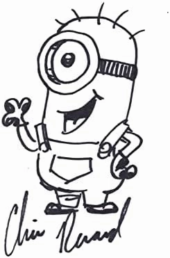 CHRIS RENAUD signed 3.5x5.5 DESPICABLE ME DAVE MINION card w/original sketch