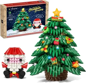 Christmas Fantasy Build Set - Mini Christmas Tree & Santa - Building Toys - Gifts for Kids, Boys & Girls, Ages 6  - Interlocking Block Sets