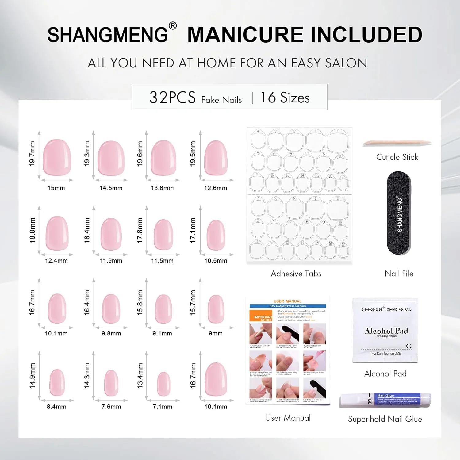 Chrome Press on Nails Oval - Soft Gel Nude Press on Nails Short for Women Gift, Fit Perfectly & Natural Stick on Nails with Glue in 16 Sizes - 32 Reusable Fake Nails, Aurora Soft Nude