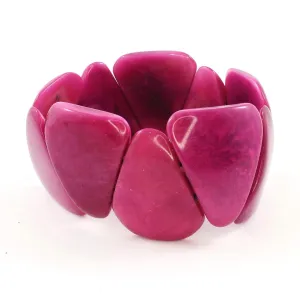 Chunky Bright Purple Stretch Bracelet made of Tagua Nut, Artisan Handmade Fair Trade Jewelry